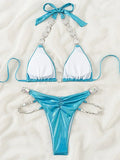 Snake Printed Halter Rhinestone Diamond Bikini Women Swimwear Female Swimsuit Two-pieces Bikini Set Brazilian Bathing Suit Swim