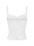 Women's Lace Cami Tops Sleeveless Ruched Front Solid Color Camisole Slim Fit Tank Tops Summer