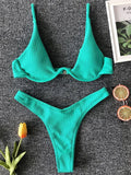 High Cut V-bar Underwired Bikini Women Swimsuit Female Micro Thong Swimwear Two-pieces Bikini Set Push Up Bathing Suit Swim Lady