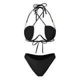 Halter Pearls V-Bar Underwired Bra Cup Bikini Women Swimwear Female Swimsuit Two-pieces Bikini Set Push Up Bathing Suit Swim