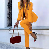 2 Piece Business Set Women's Dressy Long Sleeve Blazer And Pencil Pant Set Casual Office Work Outfit