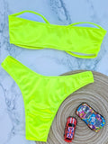 Shiny Bandeau Bikinis 2025 Strapless Bikini Female Swimsuit Women Swimwear Two-pieces Bikini Set High Cut Bathing Suit Swim Lady