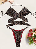 XS - L Leopard Halter Mini Micro Bikini Women Swimwear Female Swimsuit Two-pieces Bikini Set Bather Bathing Suit Swim Beach Wear