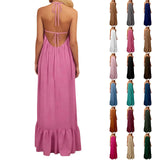 Women Fashion Oversized Dress For Womens Summer Trendy Solid Color Sleeveless Backless Dresses Beach Holiday Wear Sundress