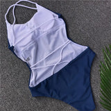 DEKA Women Solid Backless One Piece Swimsuit Sexy Bandage Swimwear Monokini High Cut Bathing Suit Swim Bodysuit