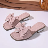 Elegant Big Bow Knot High heels Slippers Women White Slides Woman Plus Size Soft Sole  Non Slip Summer Sandal Mujer Shoes
