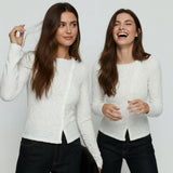 Women Long Sleeve Round Neck Spring Fall Lace Tops Slim Fit Solid Color Oblique Button Up T-shirts