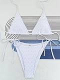 Halter Wrinkled Mini Micro Bikini Women Swimwear Female Swimsuit Two-pieces Bikini Set Brazilian Bather Bathing Suit Swim Lady