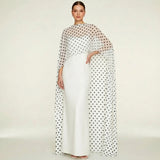 Women's Sheer Chiffon Cape Bat Sleeve Floor Length Shawl Elegant Cover Up Tops Party Evening Cape Blouse f