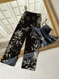New Women's Pajamas Set Cherry Print Sleeveless V Neck Sexy Sleepwear Fashion 2PC Homewear for Summer and Spring
