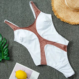 2025 Sexy Splicing Mesh See Through Female Swimwear One Piece Swimsuit Women High Cut Monokini Bathing Suit Swim Beach Wear