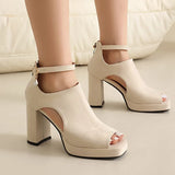 Summer Sandals Women Platform Gladiator Flip Flops High Heels Peep Toe Nude Black Ladies Dance Party Wedding Shoes Large Size