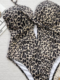 Women Leopard Print Swimsuit One Piece Push Up Hollow Bikini Swimwear Bathing Suit Beach Outfits Bodysuit Biquini Tankini