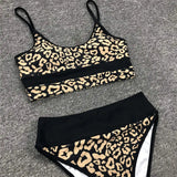 Sexy Golden Printed Bikini High Waist Swimsuit Women Swimwear Two-pieces Bikini set Bather Splicing Bathing Suit Swim Wear V1717