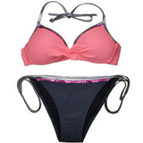 Neon Strip Swimsuit Women 2026 Sexy 2-piece Low Waist Bikini Sexy V-neck Suspender Backless Swimwear Summer Beach Bathing Suit