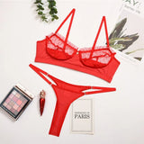 Flounce Sexy Lingerie Lace Bra Set Transparent Underwear Hot Erotic Lingerie Set Push Up Bra And Panty Set Porno Briefs Sets