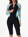 2026 Zipper Slim Swimsuit Women Long Sleeve & Knee One Piece Swimwear Female Bather Bathing Swimming Swim Surf Suit Beachwear