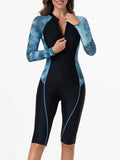 2026 Zipper Rushguard Long Sleeve Surfing Swimsuit Women One Piece Tie Dye Swimwear Female Bather Bathing Swimming Swim Suit XXL
