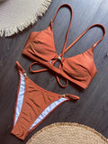 Cross Back Hollow Out Bikini Female Swimsuit Women Swimwear Two-pieces Bikini Set High Leg Cut Bather Bathing Suit Swim Lady
