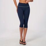 Hip Lifting Midi Length Yoga Pants Women Contrast Color Gym Sports High Waist Capri Trousers Breathable Fitness Running Leggings
