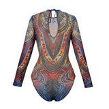XS - XXL Printed Long Sleeve With Sarong Women Swimwear One Piece Swimsuit Female High Leg Cut Bather Bathing Suit Swim V7136