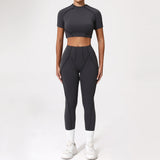 2PCS Yoga Suit Sports Set Women Quick-Drying Gym Set Women Tracksuit Running Workout Long Sleeve Sports Shirt Yoga Clothing