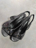 Brand New Women's Y2K Star Rivet Platform Sandals 2000's Peep Toe Slingback Chunky Heel Distressed Denim High Heeled Shoes