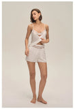 Summer home suspender shorts set casual and comfortable home wear lace women's pajamas