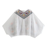Batwing Sleeve Women Autumn Embriodery Paisley Print Skirt Set Outfits V Neck Button Tiered Mini Skirt Dress Suit Vintage Set