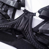 Toucheart 5-Pieces Erotic Lingerie Sexy Hip Skirt For Women Mesh Patchwork Hollow Out See-Through Lure Garters Underwear Suit