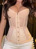 Spring Summer Sexy Hollow Out Waist Fishbone Strapless Shaping Top Slim Lace Corset Transparent Body Shaping Underwear G9N8