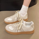 Silver Patchwork Platform Sneakers Women Thick Bottom Lace Up German Training Shoes Woman Spring Autumn Korean Non Slip Flats