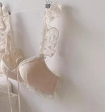Japanese Kawaii Heart Print Lingerie, Sweet Wireless Bralette Set for Small Breasts, Comfortable Anti-Sagging Everyday Bra Set