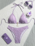 Sexy Wrinkled Halter Brazilian Bikini Women Swimwear Female Swimsuit Two-pieces Bikini Set High Cut Bathing Suit Swim Beach Wear