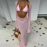 Sexy Solid 3 Piece Micro Bikinis Women Swimsuit 2025 New Swimwear With Long Sleeve Bathing Suit Beachwear Biquini Female
