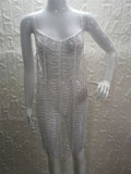 Luxury Bling Diamond Rhinestones Hollow Out Long Tunic Beach Cover Up Women Cover-ups Beach Dress Beach Wear Beachwear Female