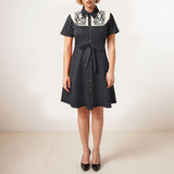 Western Cowgirl Printed Dress Halloween Cosplay Costume Summer Cowboy Button-Down Dress Short Sleeves 100% Cotton Sexy Dress