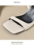 2026 New Women's Summer New Fashion Square Toe Simple Solid Color Sandals Outdoor Open Toe Casual Banquet Party Women's Sandals