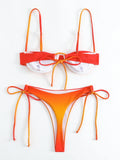 Sexy Tie Dye Print Push Up Bikinis Sets Two Pieces Side Tie Swimsuit Thong Swimwear Biquini Conjunto De Bikini Tankini Beachwear