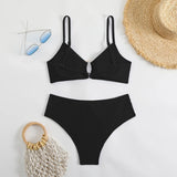 2025 U-wire Bikini Women Sexy Strappy Swimwear Female Solid Swimsuit Bathers Bathing Swimming Swim Suit Beachwear