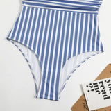 2026 Striped One Piece Swimsuit Sexy Swimwear Women V-neck Bathing Swimming Suit Female Summer Beachwear Bodysuit