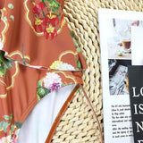 New Sexy One Piece Swimsuit Swimwear Women V-neck Multi-layer Big Ruffle High Waist Flowers Print Beachwear Bathing Suit 2026