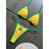 G-string Thong Brazilian Bikini Women Swimwear Female Swimsuit Two-pieces Bikini set Bather Brasil Flag Bathing Suit V6092