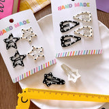 New polka dot hair clip black and white color clip girl versatile bangs clip hair accessory for short hair