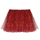 Women's Tulle Skirt Star Sequined Short Tutu Skirt Fancy Ballet Dancewear Party Costume Ball Gown Led Light Luminous Mini Skirts