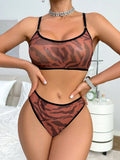New Hot Selling Sexy Underwear Set For Women's Mesh Leopard Print Gathered Bra And Seamless Comfortable Underwear Set YS2729