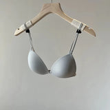 Wireless Summer Bra French Style, Front Closure Thin Straps for Sml Bust Seamless Triangle Cup Beautiful Back No Show Comfort AB