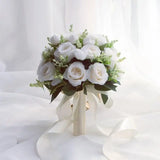 White Rose Wedding Bouquet – Handmade Silk Bridal Flowers