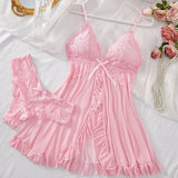 Summer Transparent Red Lace See Through Nightdress Women's Sexy Underwear Sleepwear Sleep Dress and Panty Sets Nighty