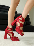 Summer Sexy Gladiator Women Sandals Designer Peep Toe Hollow Out High Heels Platform Party Ladies Shoes Zipper Sandales Femmes